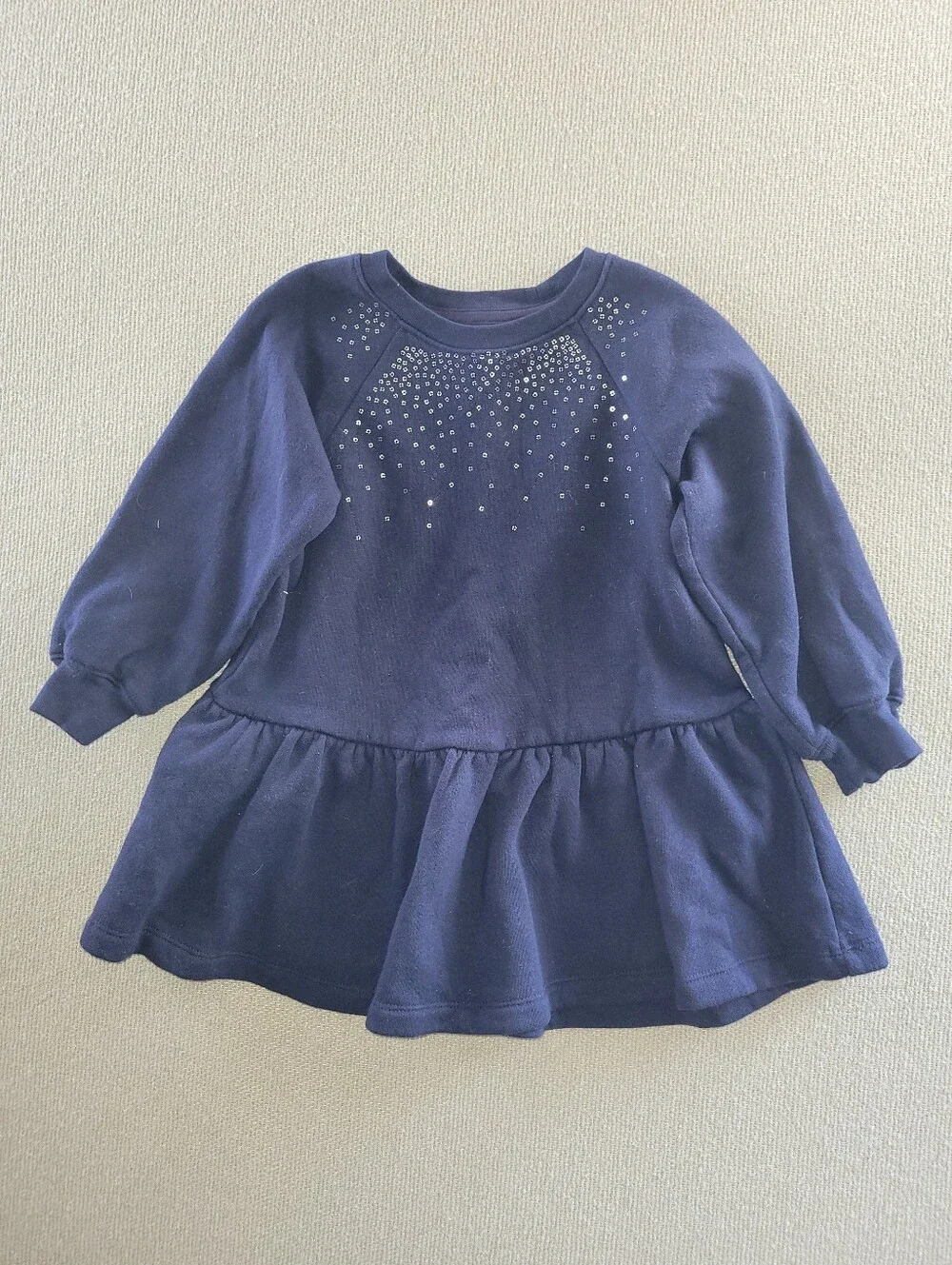 GAP Size 3 Years Blue Sweater Dress with Rhinestone Accent